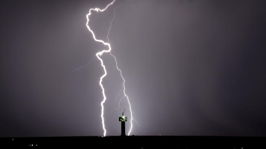 Lightning strikes near the