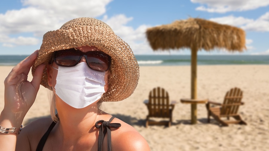 Vacationing Woman Wearing Face