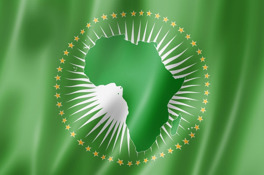 African Union waving flag.