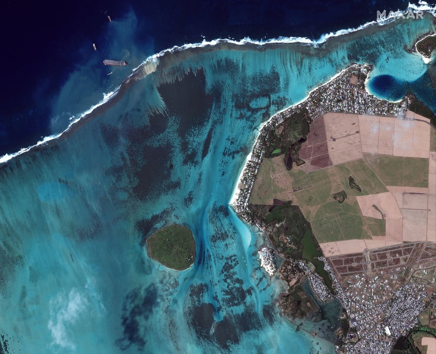 Satelitná snímka uniknutých ropných