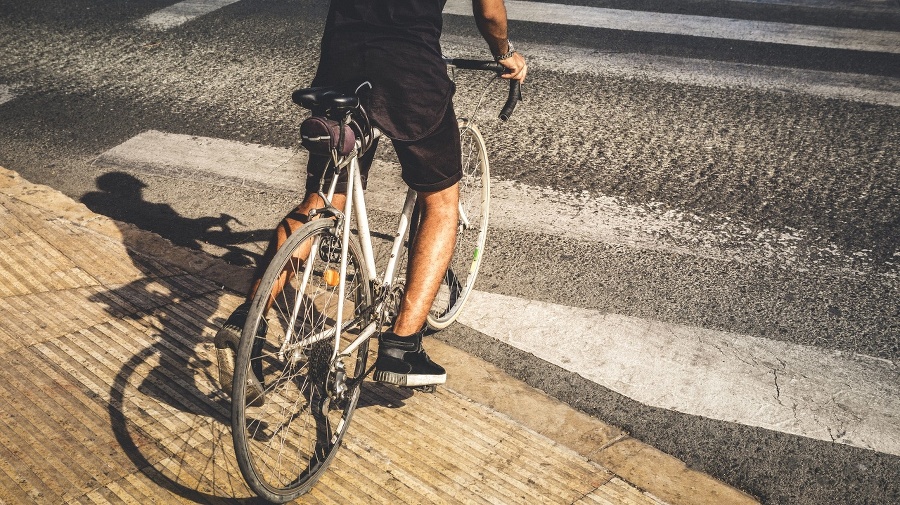 Man riding an old