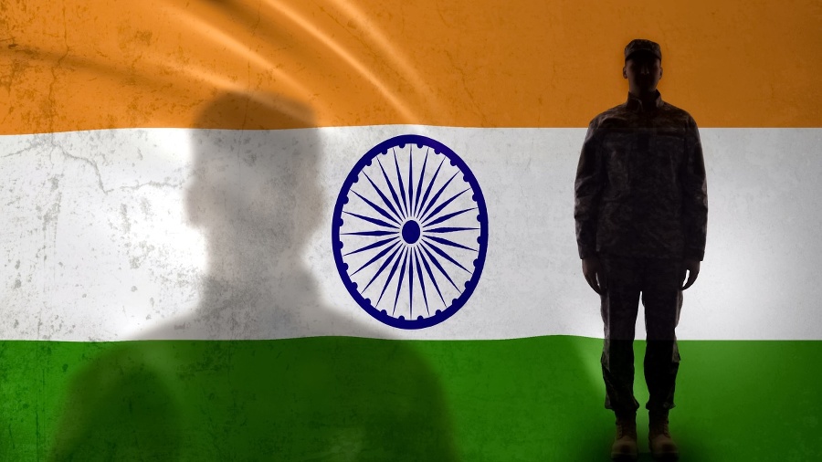 Indian soldier silhouette standing