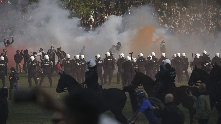 Belgická polícia rozohnala protest