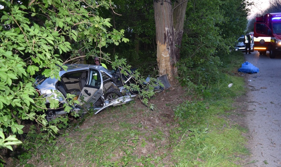 33-ročný vodič pravdepodobne nezvládol prejazd pravotočivou zákrutou a auto zišlo do priekopy a narazilo do stromu. 