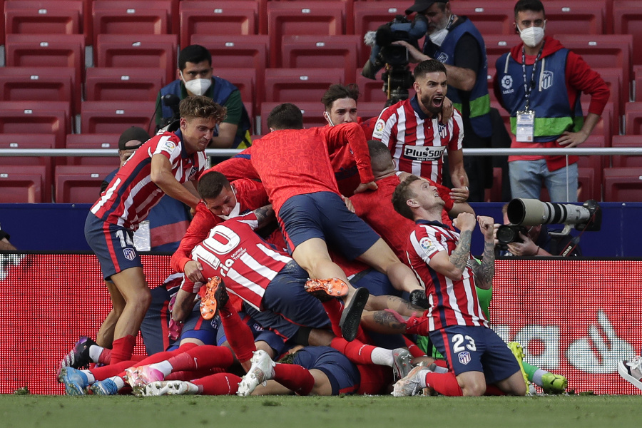 Hráči Atletica Madrid oslavujú.