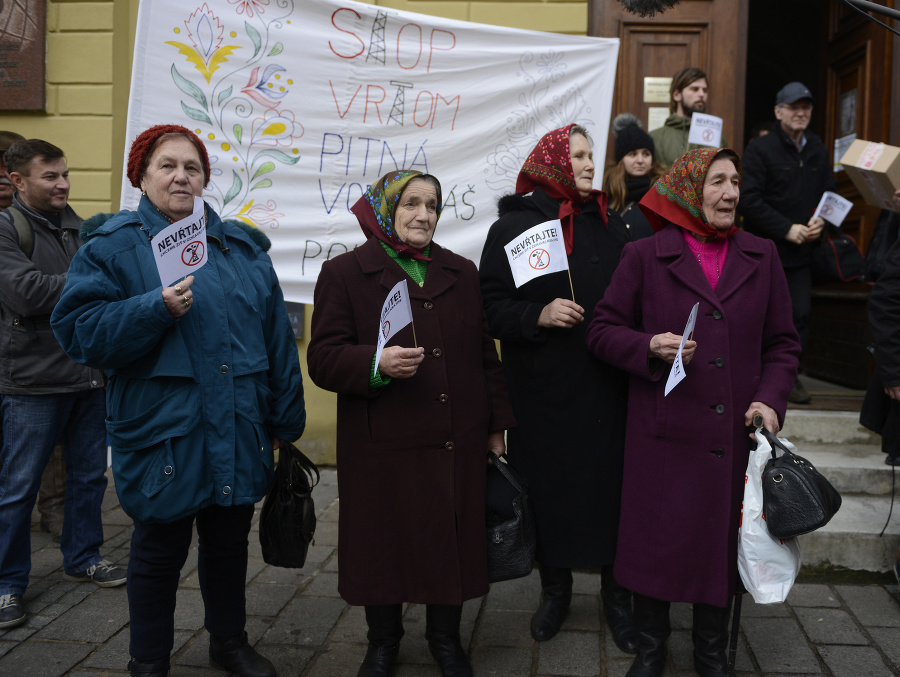 Anna počas protestu obyvateľov
Ruskej Poruby v Prešove v januári 2016.
