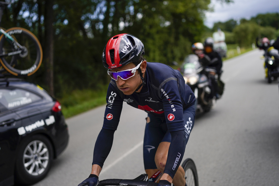 Geraint Thomas po páde.