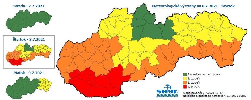 Výstrahy SHMÚ pred vysokými teplotami.