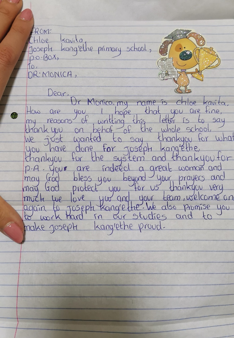 Monika dostala ďakovný list.