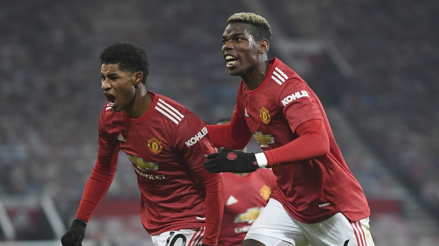 Marcus Rashford (vľavo) a Paul Pogba.