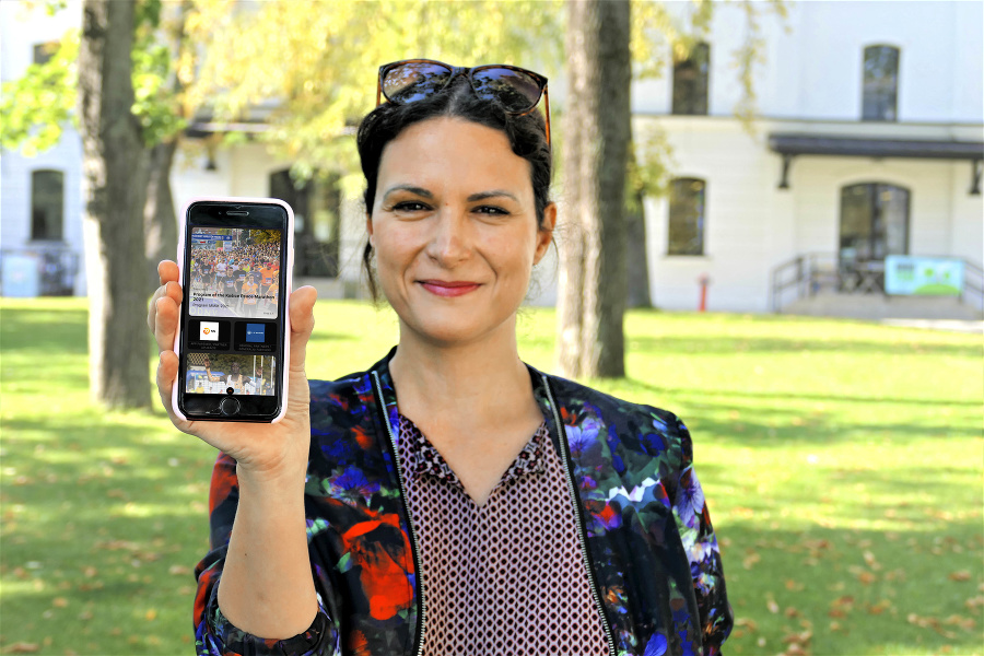 Kristína Vajdová predstavuje novú
mobilnú aplikáciu, ktorá poslúži
divákom i účastníkom maratónu.
