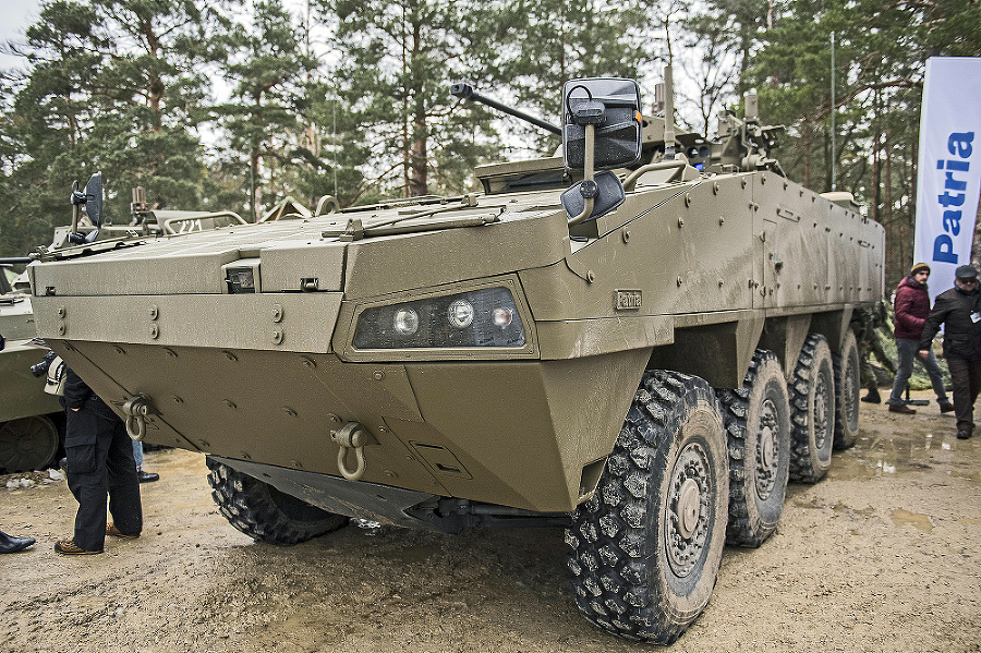 Príklad obrneného transportéra - Osemkolesové vozidlo Vydra (fínska zbrojovka Patria v spolupráci so Slovenskom)
