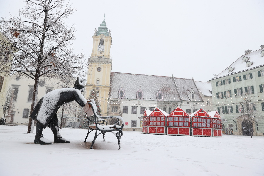 Sneženie v Bratislave.