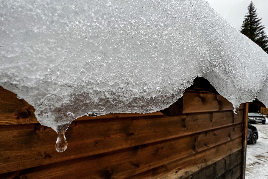 Topiaci sa sneh počas výrazného novoročného oteplenia, ktoré spôsobilo odmäk v okolí Liptovského Mikuláša - Demänová 1. januára 2022. 