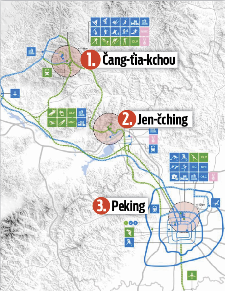 Mapa ZOH v Pekingu.