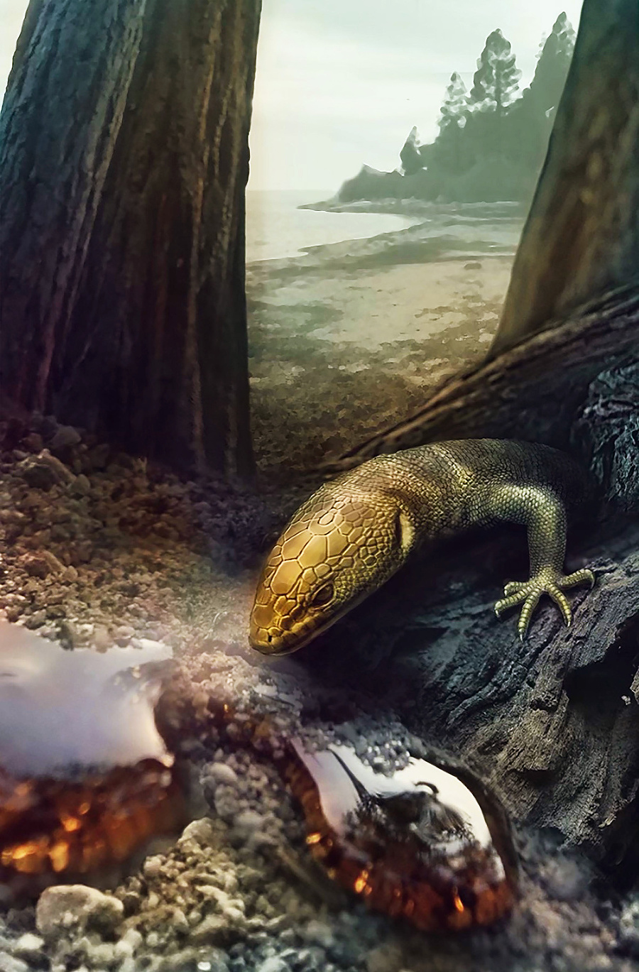 Takto vyzeral Retinosaurus hkamtiensis predtým, než ho živica uväznila.