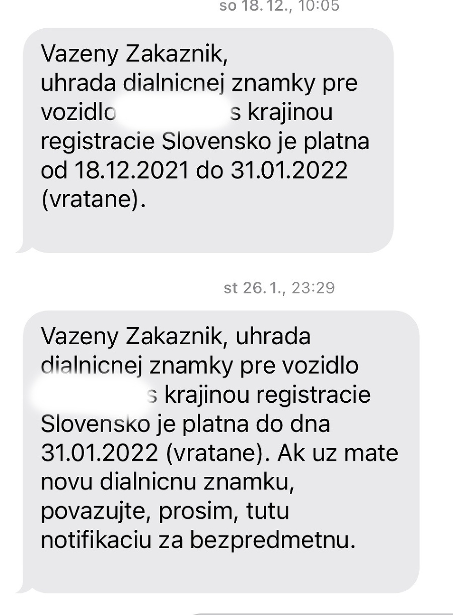 SMS notifikácia