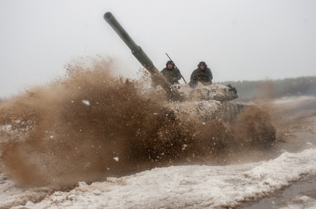 Ukrajinský tank počas vojenských