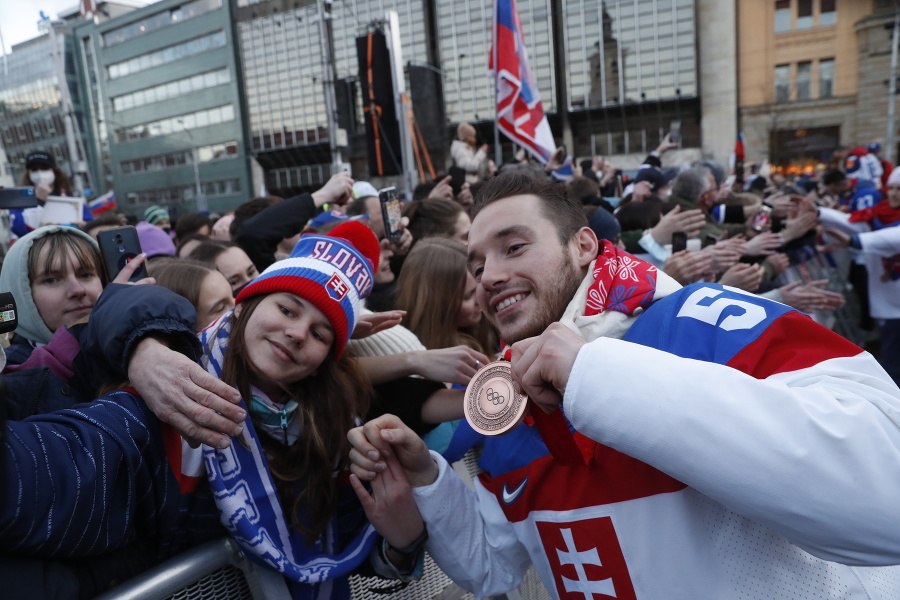 Slovenských hokejistov vítali na