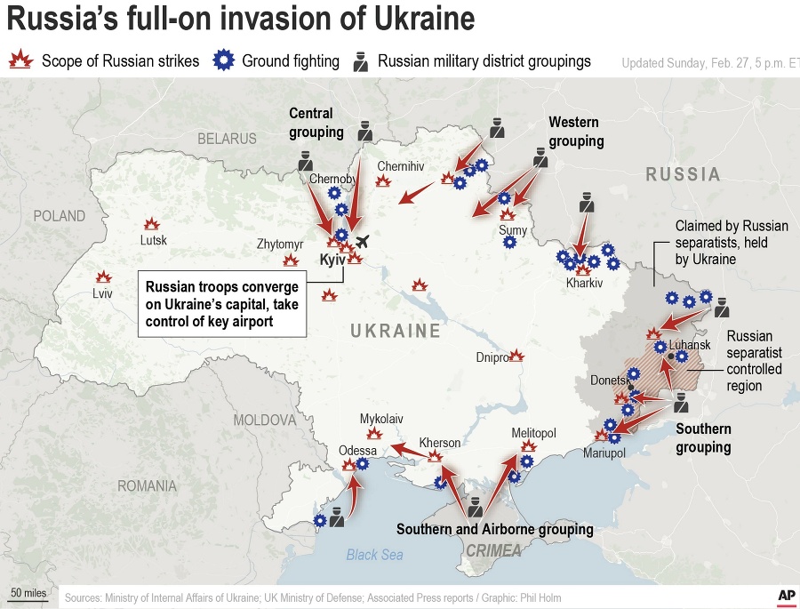 Mapa ruských útokov na