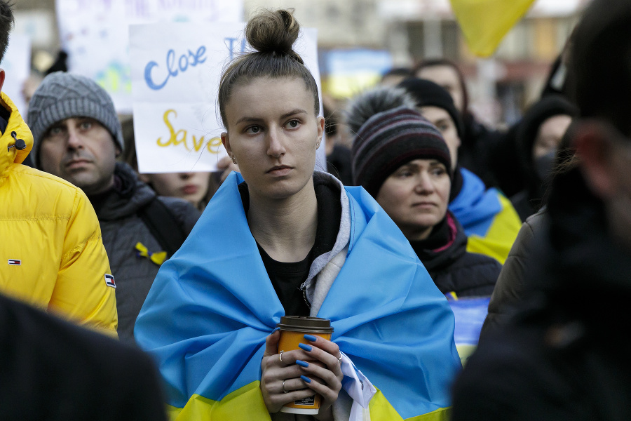 Protestné zhromaždenie Mier Ukrajine: