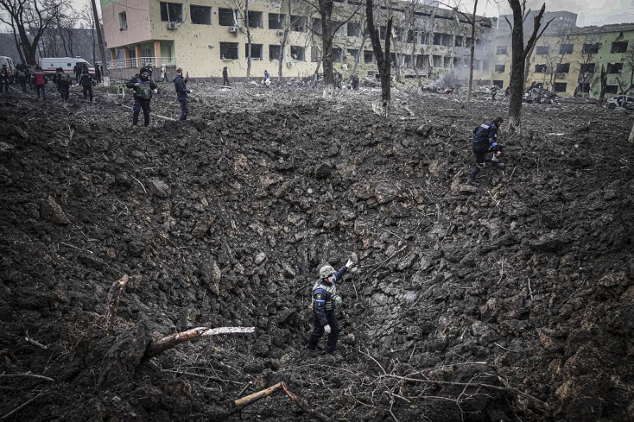 Pohľad na zničenú Ukrajinu.