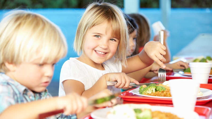 Elementary Pupils Enjoying Healthy