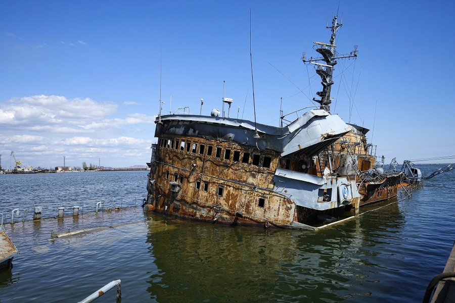 Potopená ukrajinská vojnová loď
