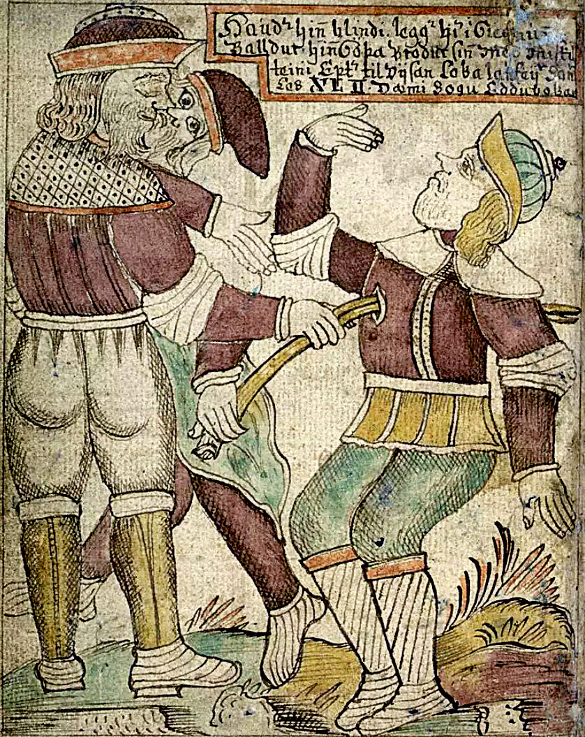 Zlomyseľný Loki vystrelil na Baldura, boha radosti a šťastia, šíp s imelovým hrotom. 