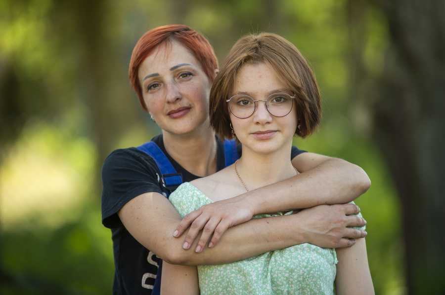 Ukrajinská utečenka Lena Dacčenková s dcerou Margarytou.