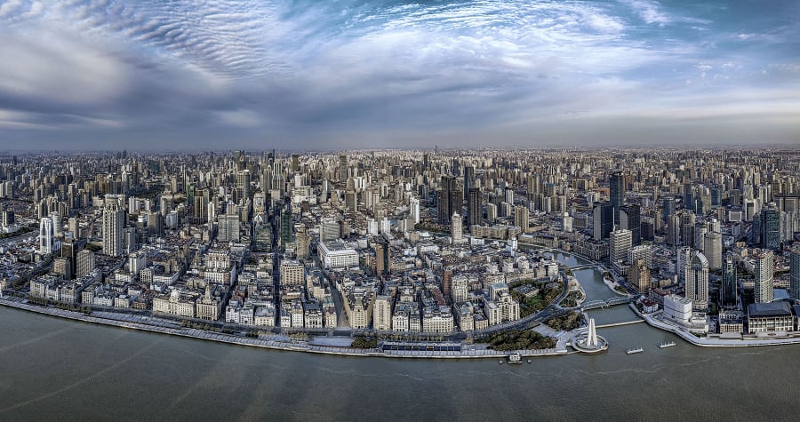 Najľudnatejšie mesto Číny- Šanghaj.