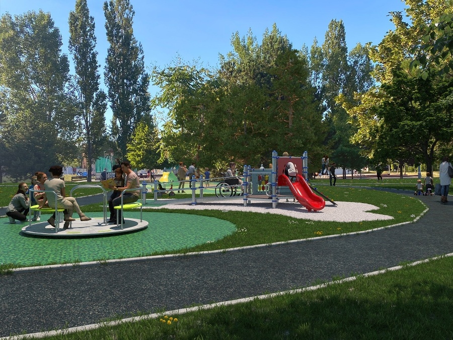 Časť detského ihriska v Parku Pekníkova, kde je dnes kolotoč, pieskovisko a staré prevažovačky, čaká zmena. 