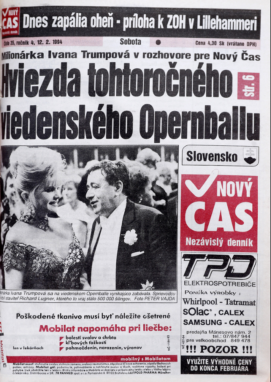 Ivana exkluzívne pre Nový Čas v roku 1994