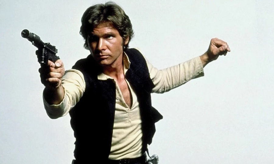 Harrison Ford ako Han Solo v roku 1977.