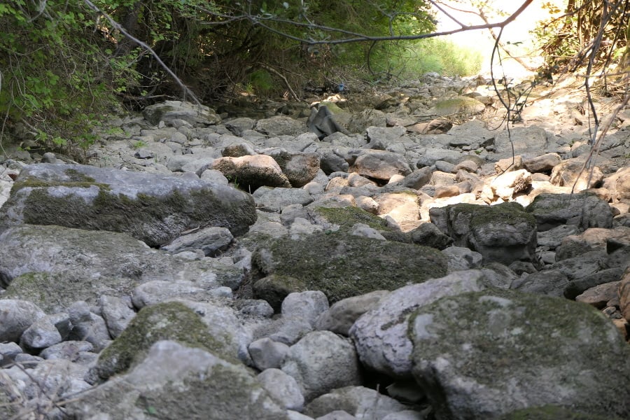 Vyschnuté koryto rieky Rajčanky