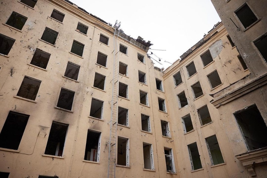 Zničené budovy v Charkovskej