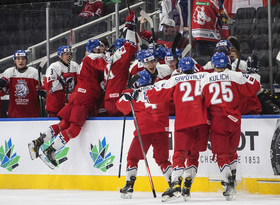 Českí hokejisti oslavujú postup