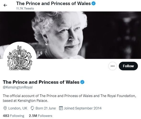 Kate a William už updatovali svoj oficiálny účet na princa a princeznú z Walesu.