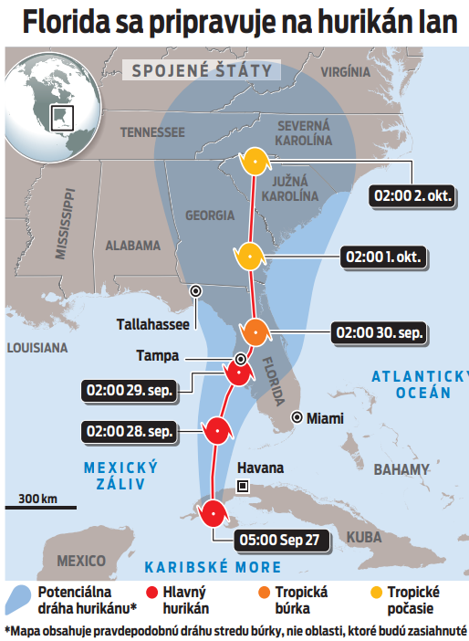 Florida sa pripravuje na hurikán Ian
