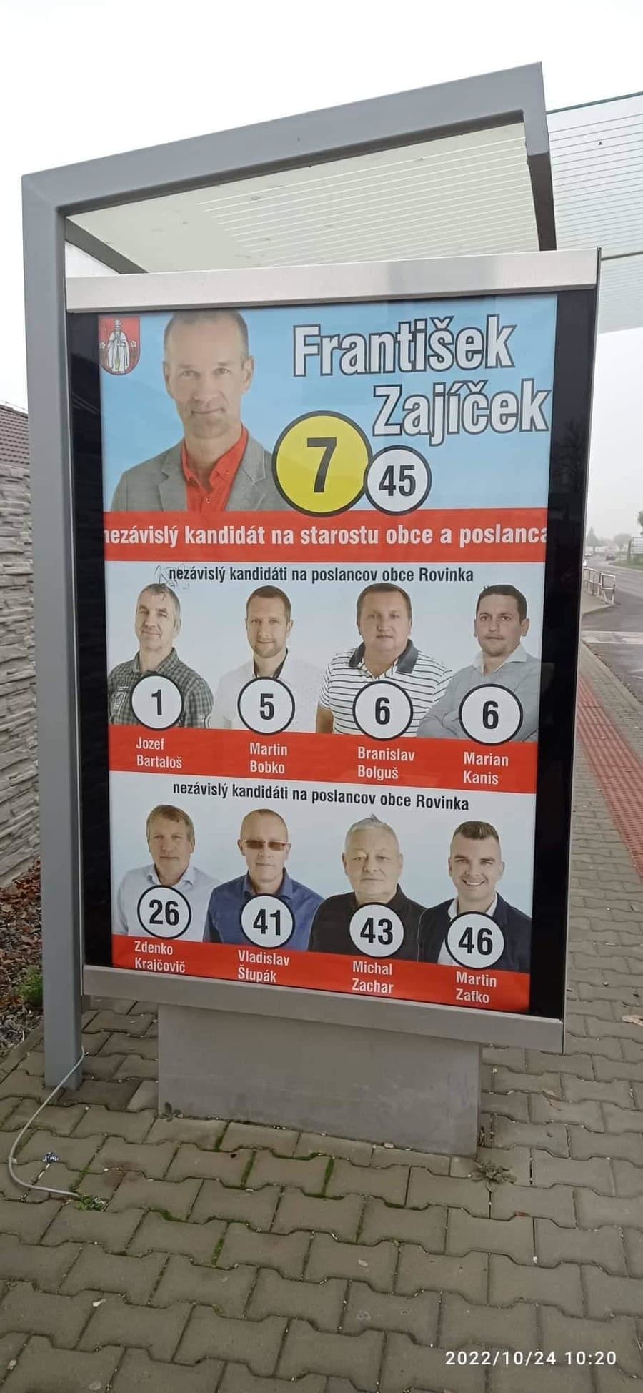 Volebný plagát kandidátov obce Rovinka.