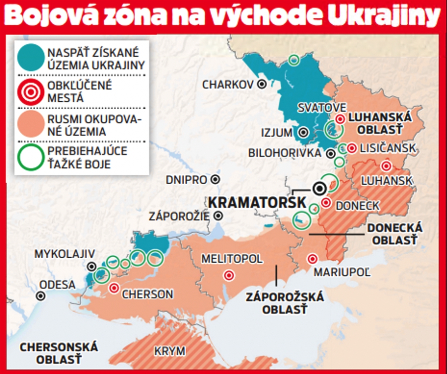 Bojová zóna na východe Ukrajiny