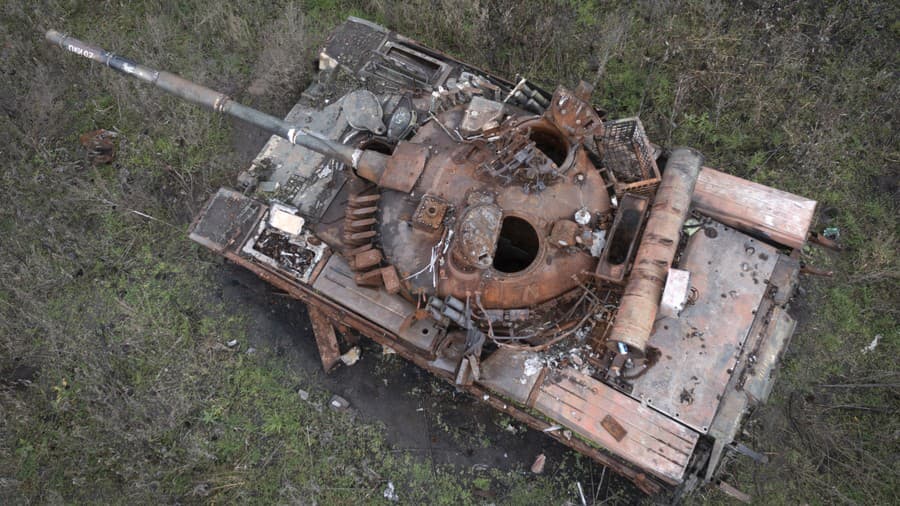 Zničený ruský tank v