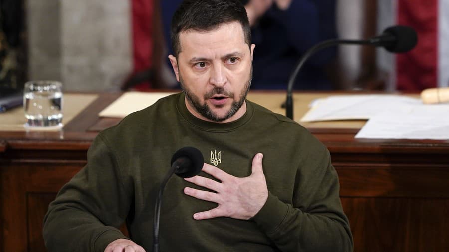 Volodymyr Zelenskyj počas prejavu