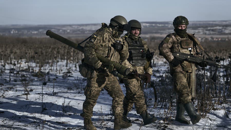Ukrajinskí vojaci počas bojov