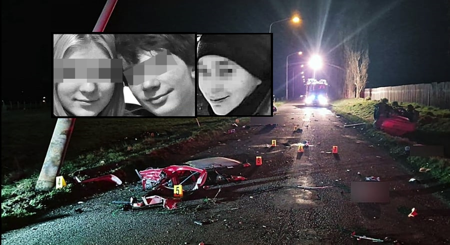 Emma († 22), Erik († 20) a Kristína († 20) neprežili náraz do stĺpa.
