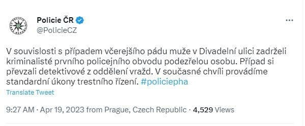 Polícia zadržala podozrivého.