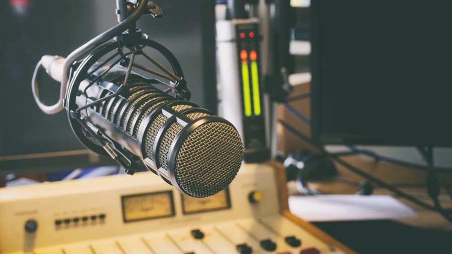 microphone in radio studio