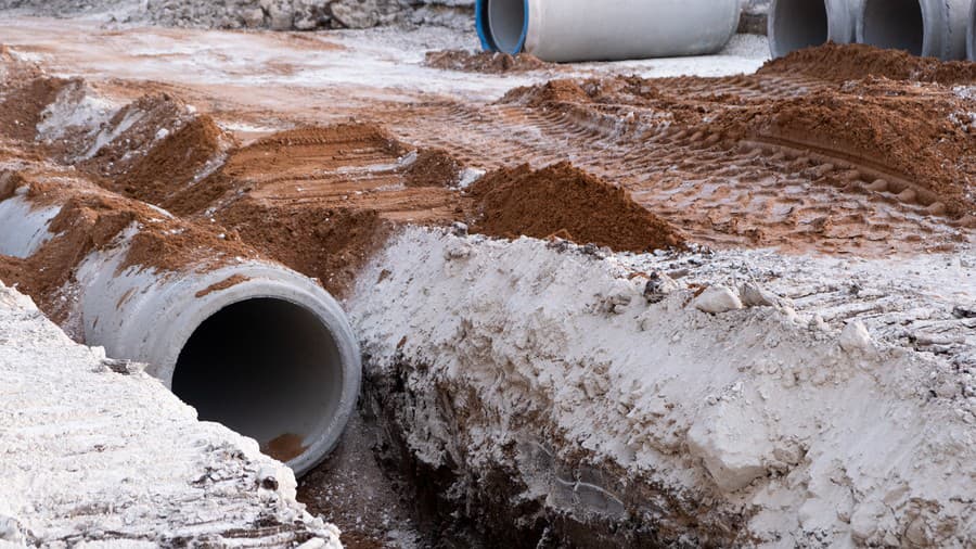 Laying sewer Concrete drainage