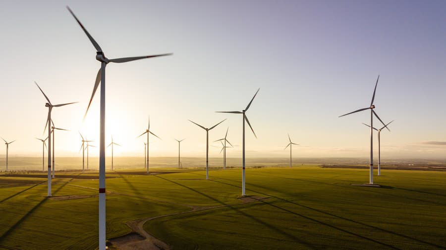 Aerial view of wind