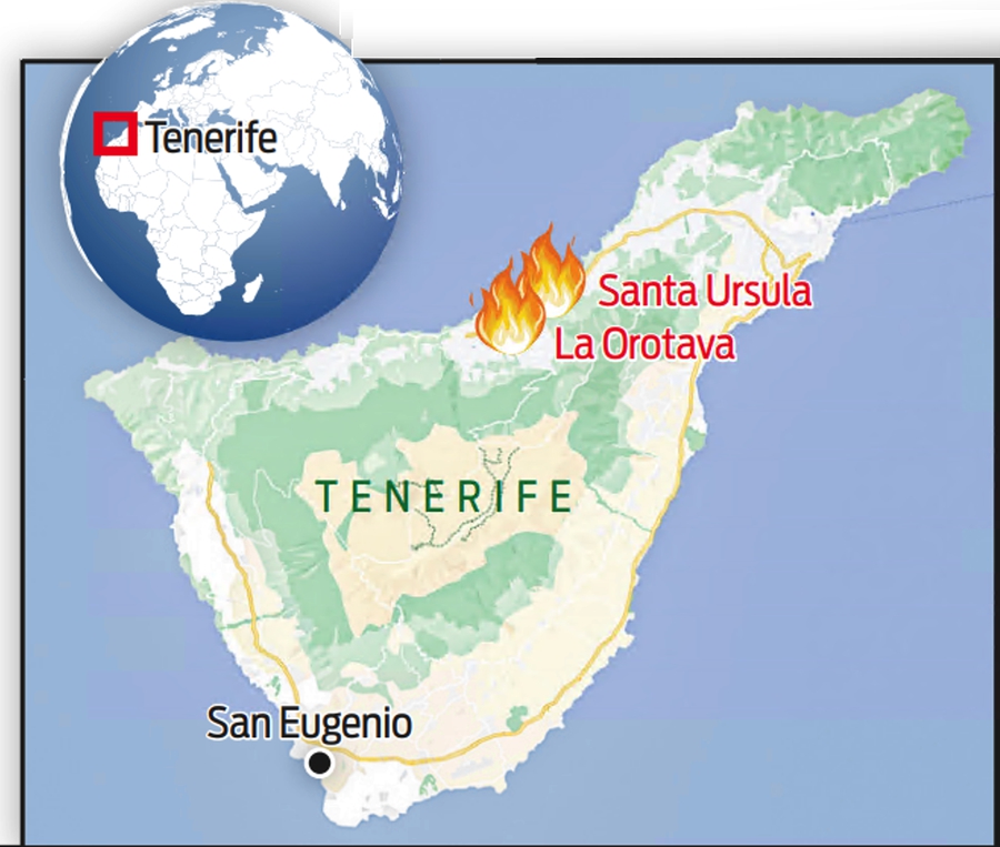 Mapa znázorňujúca požiar na